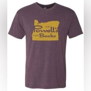 Powells Books Oregon T-shirt size L a plum color